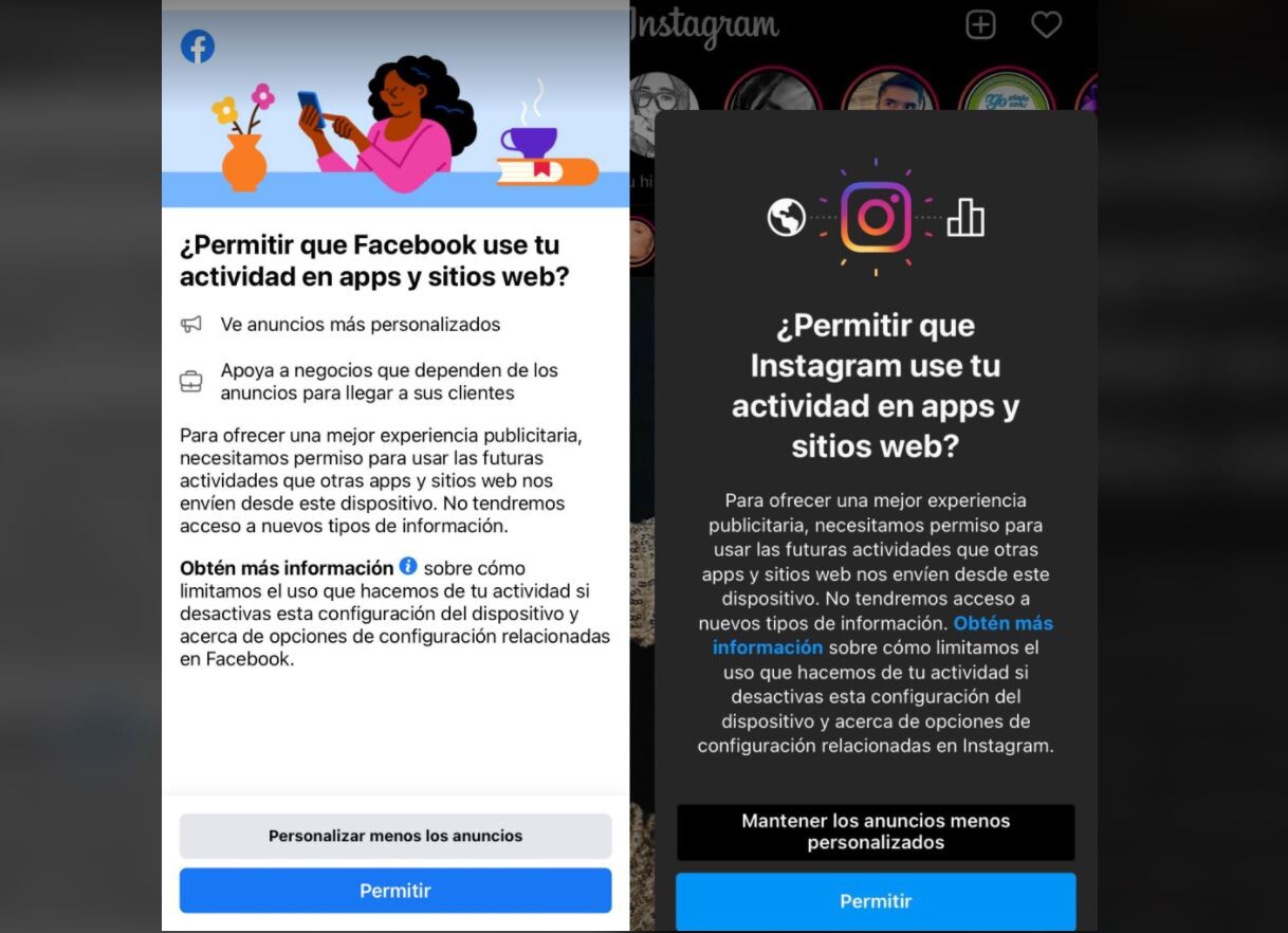 Facebook e Instagram pedirán permiso para usar tu actividad de otras apps; así puedes ver la información que tienen de tí
